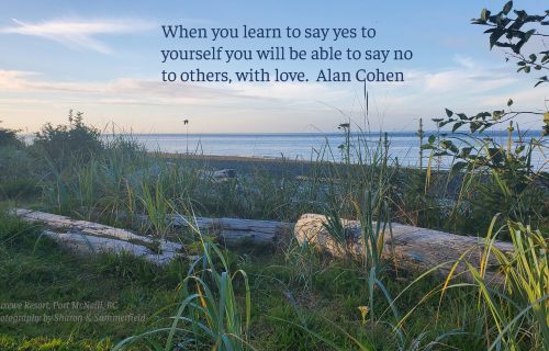 Quote by Alan Cohen, photography by Sharon K. Summerfield at Cluxewe Resort in Port McNeill, BC